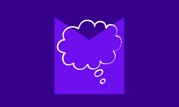 A sketch of a thought bubble on an M shaped graphic
