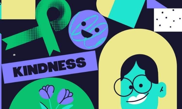 Colourful graphic with the text 'kindness'