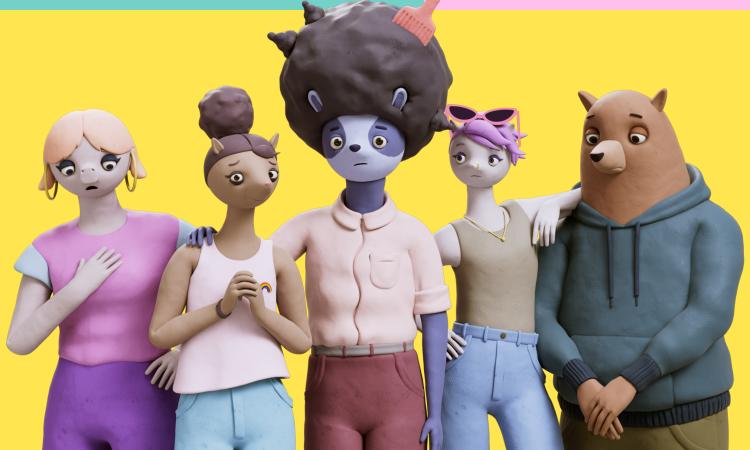 A heading that reads 'What's Up with Everyone?' with a group of characters below, depicting young people from various backgrounds